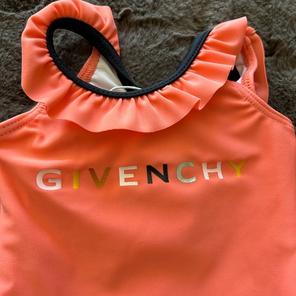 *NWT* GIVENCHY BABY RUFFLED COLLAR LOGO SWIMSUIT IN BEAUTIFUL CORAL, 6 MONTHS - Picture 7 of 7